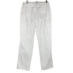 J JILL Chino Cargo Pants 6P White Straight Leg Stretch Below Waist *Faint Scuffs